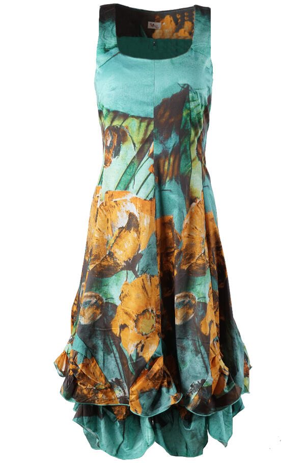 Daylily dress orange flower print