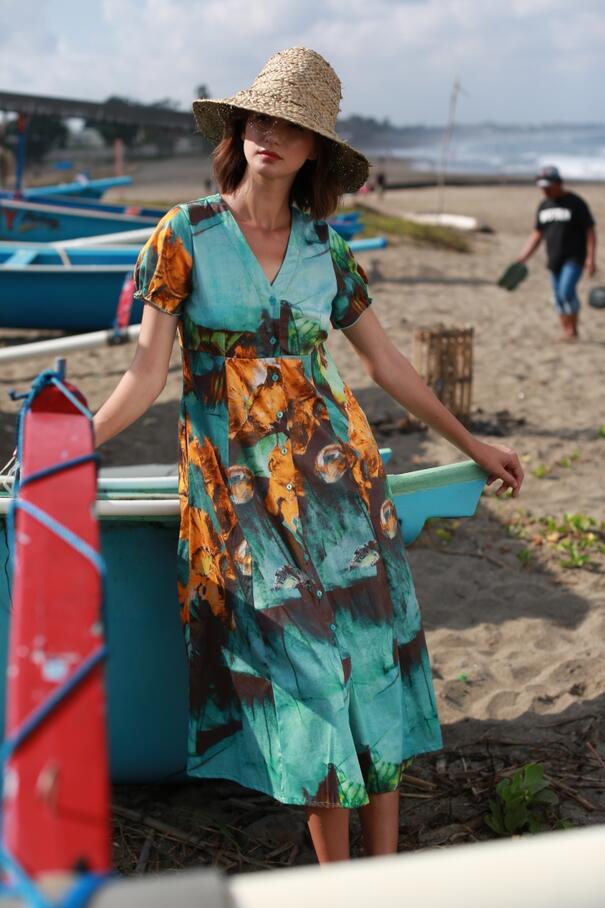 Truro dress orange flower